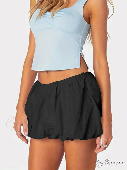 Balloon Layered Folded Skirt Black / S skirts-250223