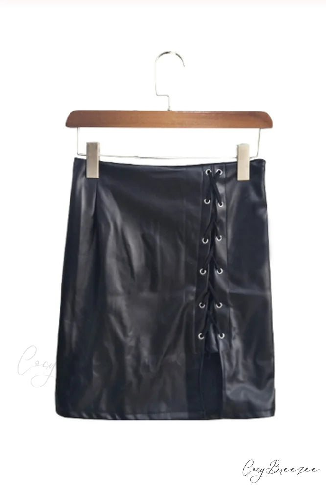 Bandage Black Stylish Plus Size Skirt