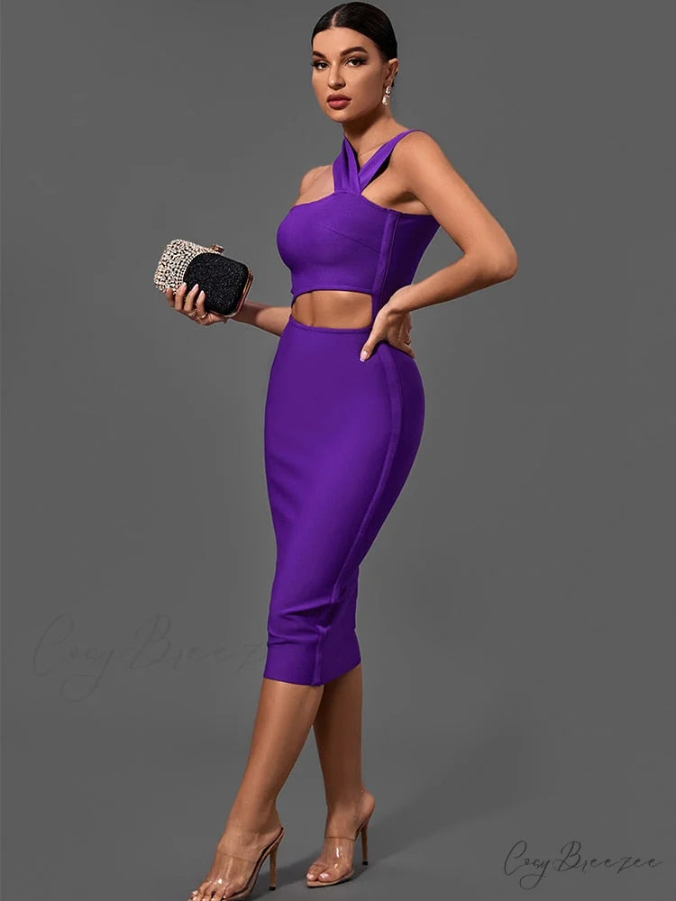 Bandage Dresses for Women Purple Bodycon Dress