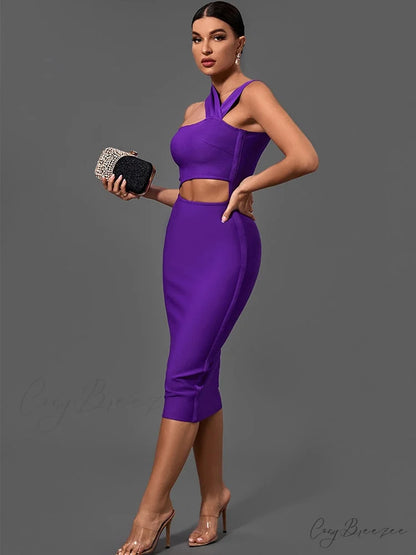 Bandage Dresses for Women Purple Bodycon Dress