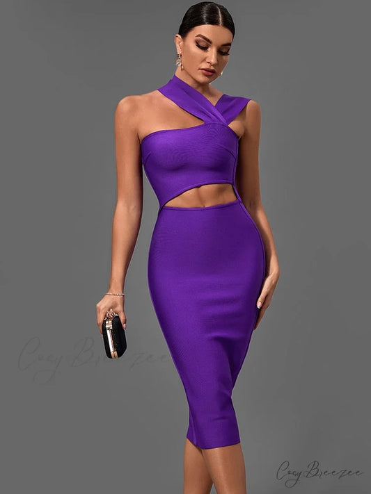 Bandage Dresses for Women Purple Bodycon Dress Purple / L