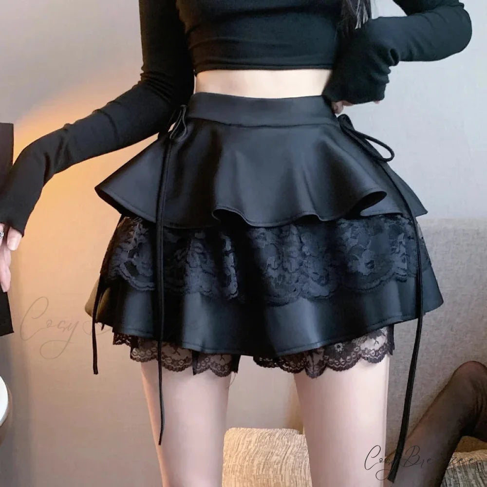 Bandage Lace Lolita Skirt Black / S skirts-250223