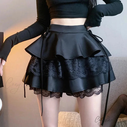 Bandage Lace Lolita Skirt Black / S skirts-250223