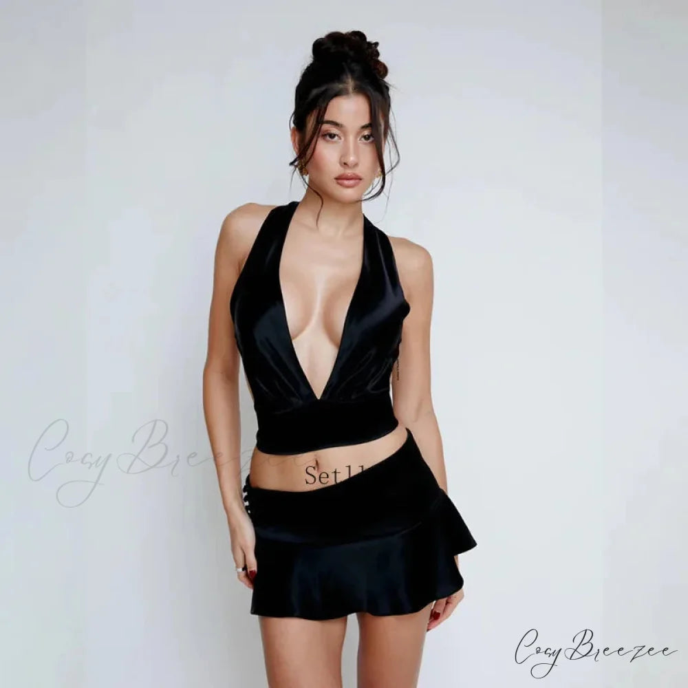 Bandage Skirts Two Piece Sets Mini Dress