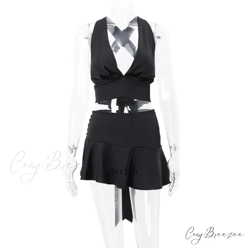 Bandage Skirts Two Piece Sets Mini Dress