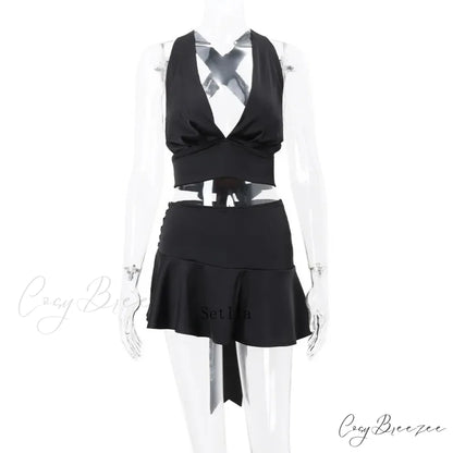 Bandage Skirts Two Piece Sets Mini Dress