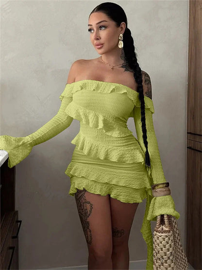 Bandeau Tassel Bandage Mini Dress Green / S minidress-250223