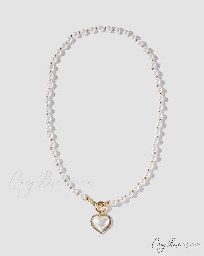 Bar Heart Pearl Necklace