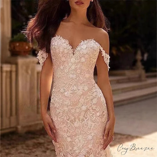 Bare-Shoulder Transparent Tulle Bridal Marriage Dress weddingdress-250223