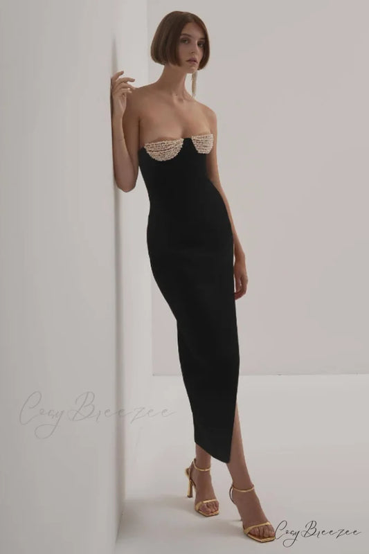 Baroque Pearl Stylish Chest Cup Dress