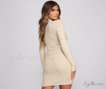 Basic Babe Ribbed Charming Knit Mini Dress