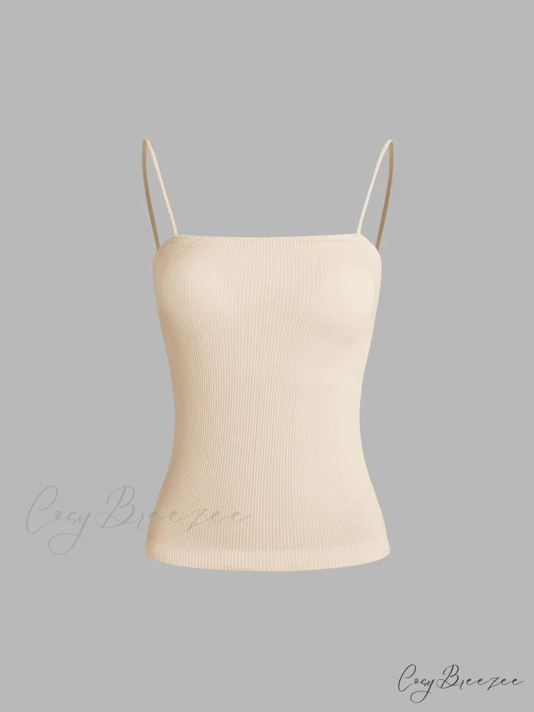 Basic Cami Graceful Padded Tank Top Apricot / S