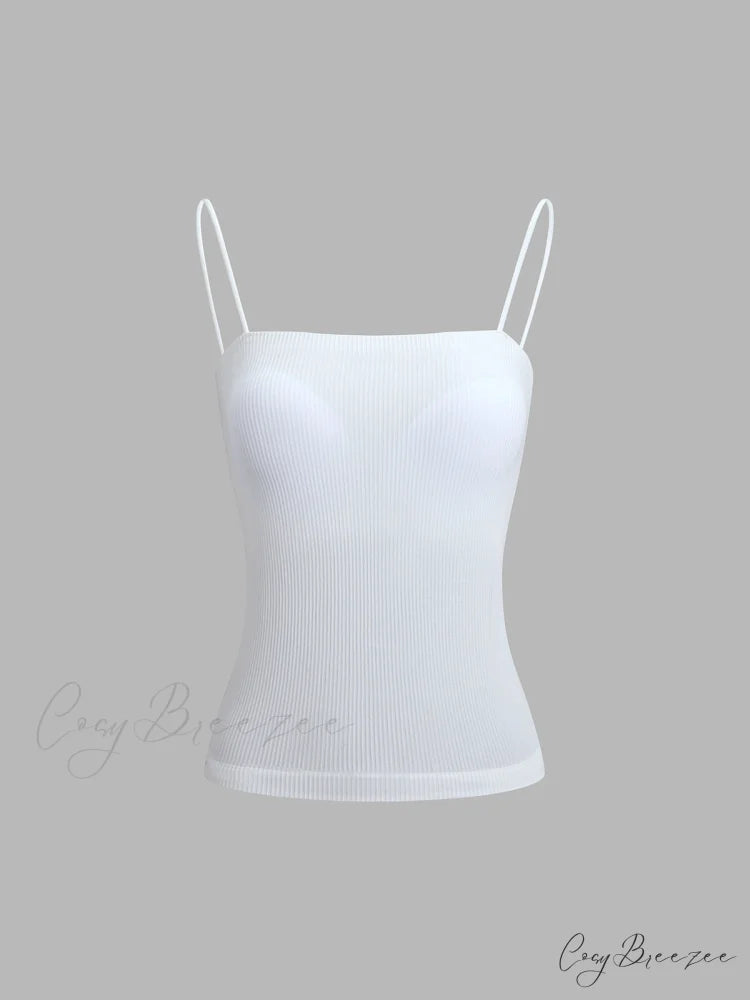 Basic Cami Graceful Padded Tank Top White / S