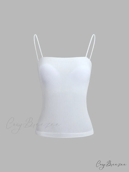 Basic Cami Graceful Padded Tank Top White / S