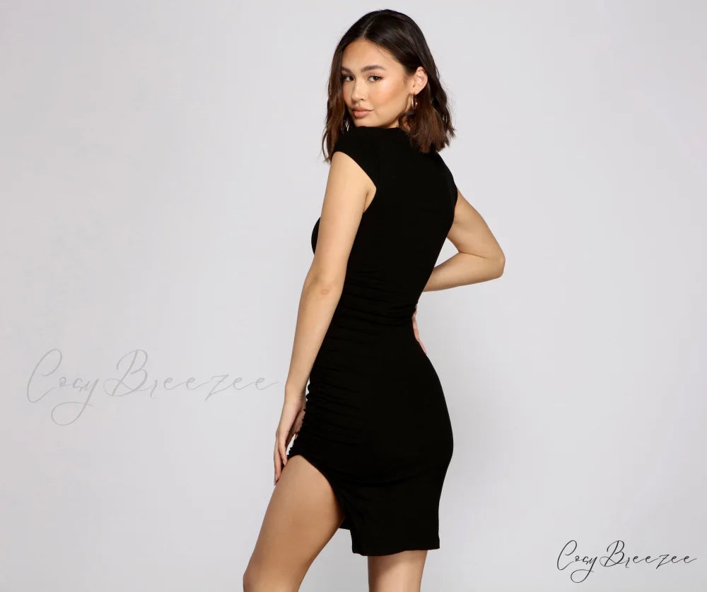 Basic Chic Stylish Ribbed Knit Dress