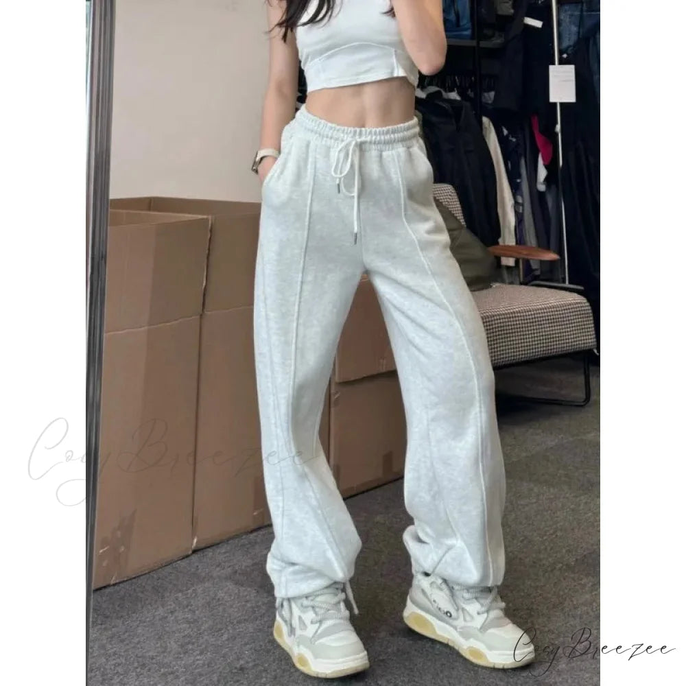 Basic Grey Knit Jogger Pants pants-241228