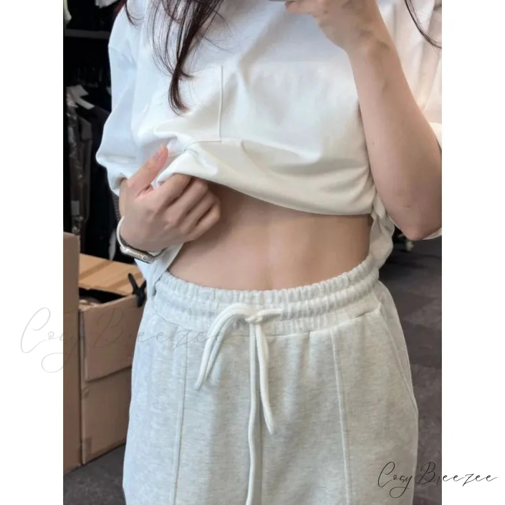 Basic Grey Knit Jogger Pants pants-241228