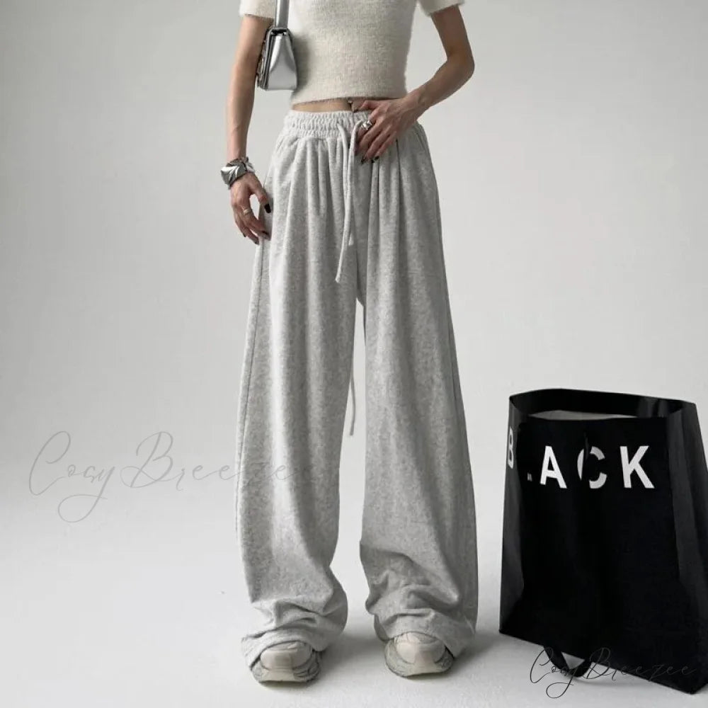 Basic Grey Knit Jogger Pants pants-241228
