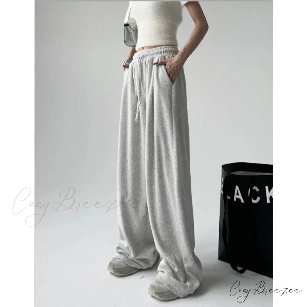 Basic Grey Knit Jogger Pants pants-241228