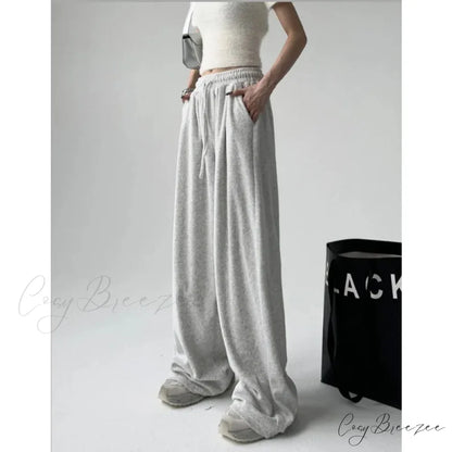 Basic Grey Knit Jogger Pants pants-241228