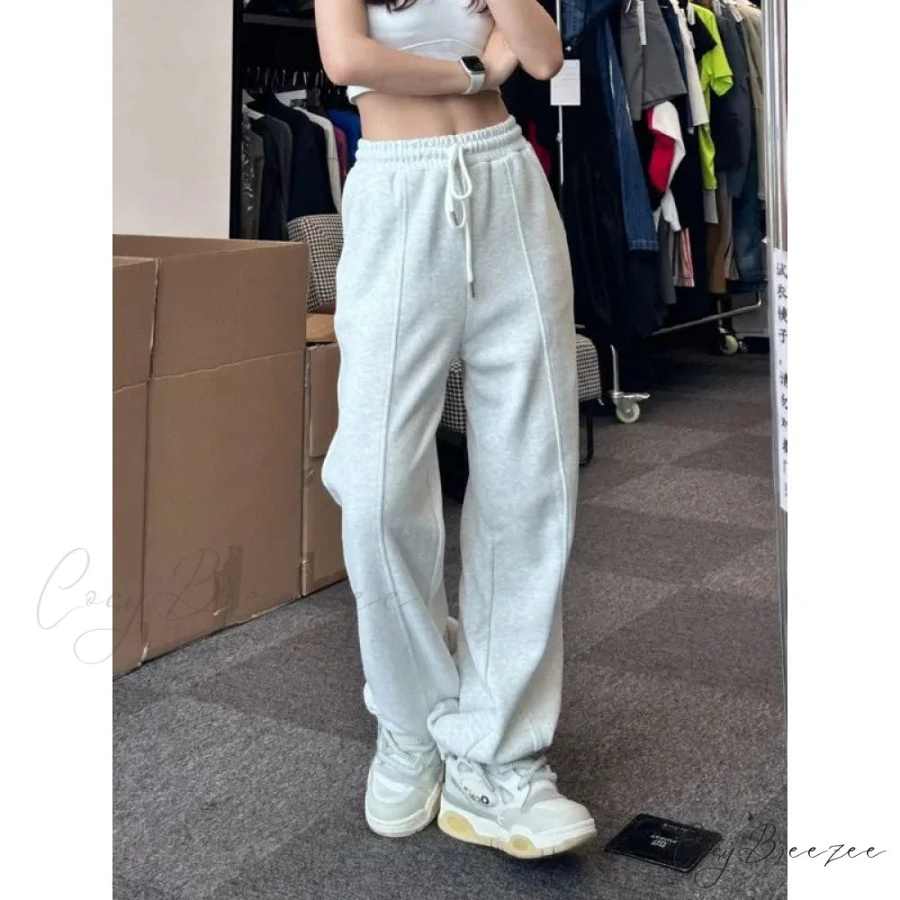 Basic Grey Knit Jogger Pants pants-241228