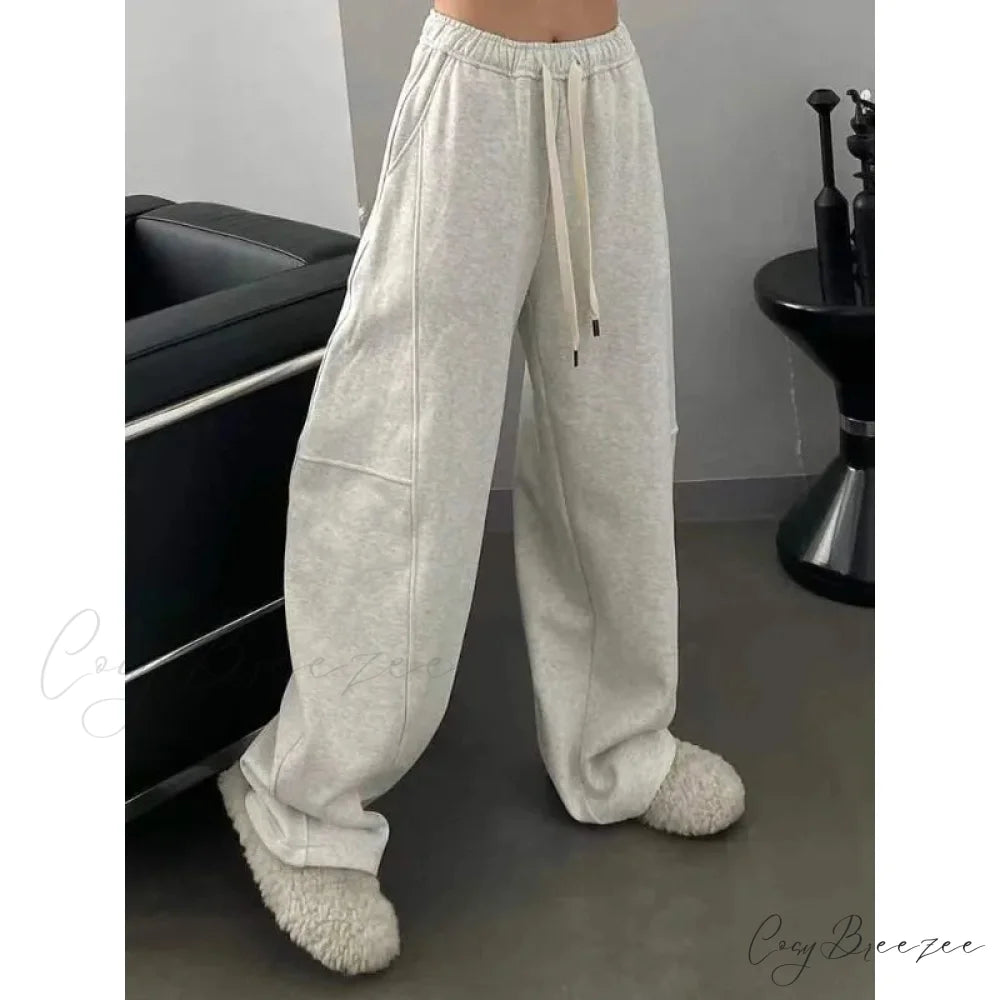 Basic Oversized Y2K Women Sweatpants Pants white / S pants-241228