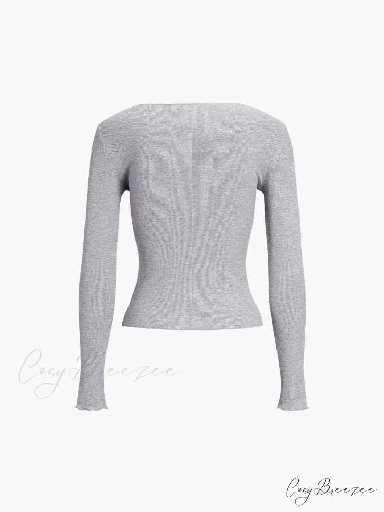 Basic Piping Graceful Long Sleeve Top