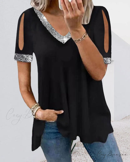 Basic V-neck Tee Black / S