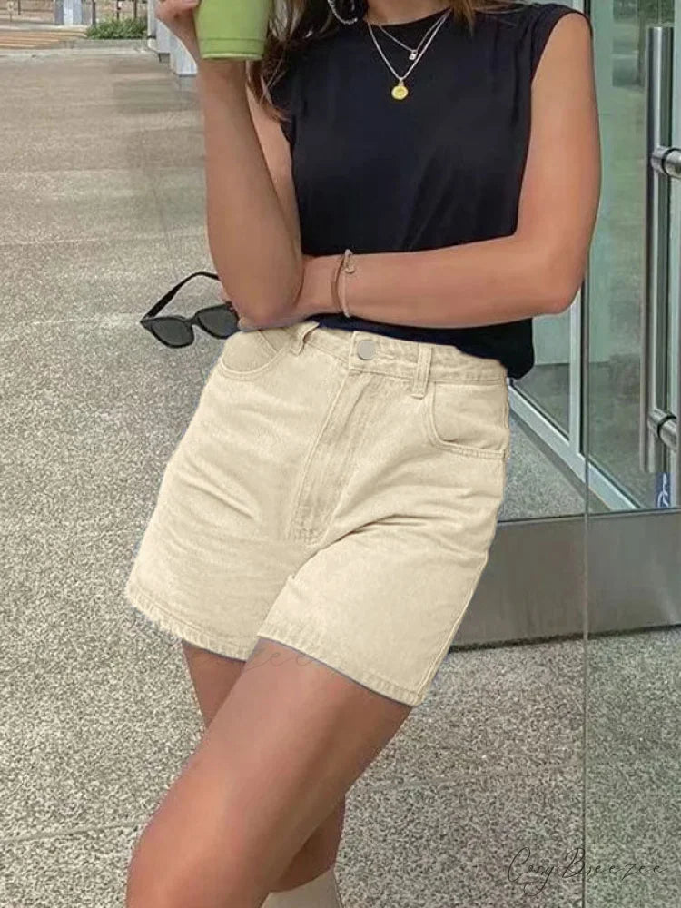 Basic Wash Straight Trendy Leg Boyfriend Jeans Camel / S
