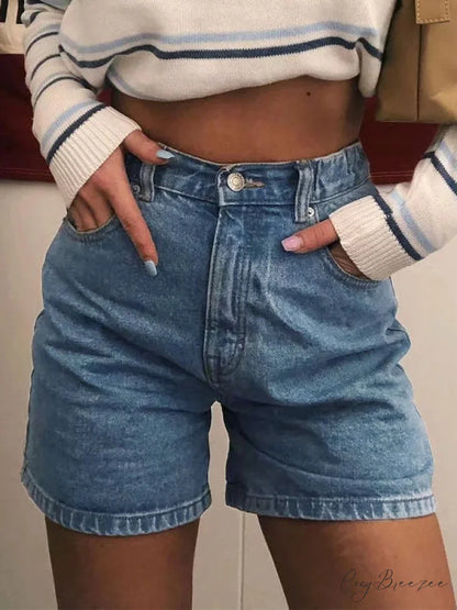 Basic Wash Straight Trendy Leg Boyfriend Jeans Navy Blue / S