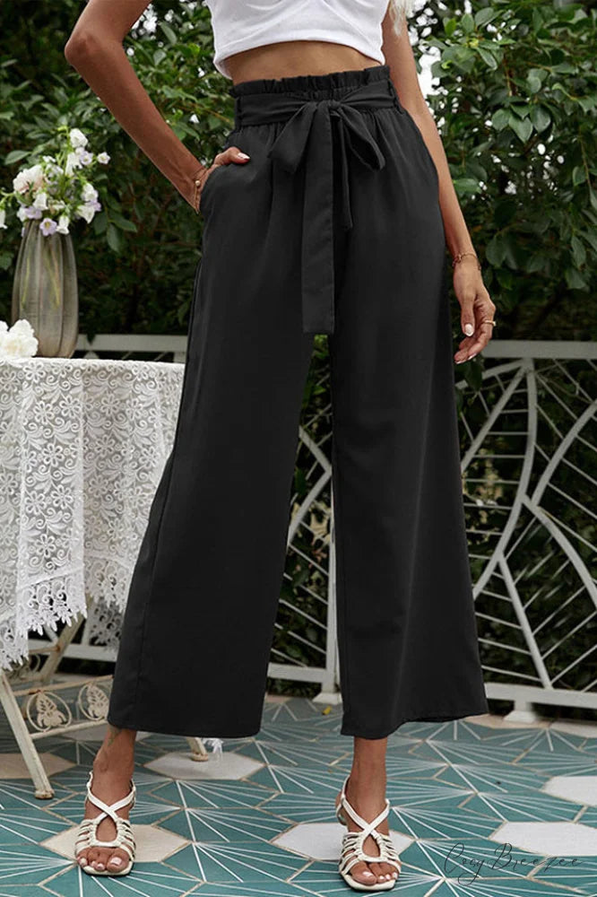 Basic Wide Leg Charming Pants With Belt