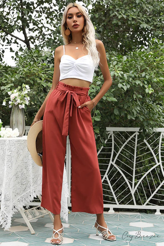 Basic Wide Leg Charming Pants With Belt S / 1#