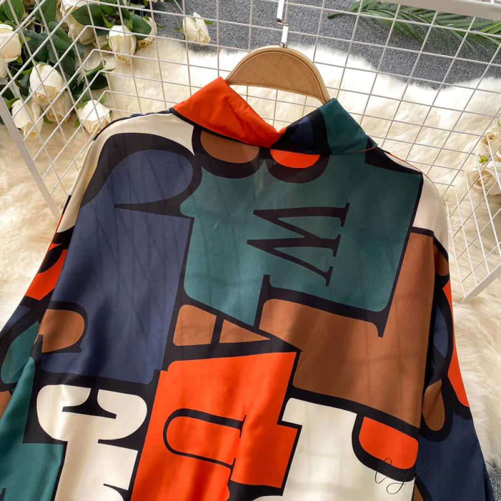 Batwing Retro Blouse Arm Casual Women’s Design Waist Spring High Set + Pants