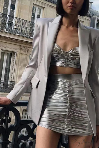 Bauer Ruched Bralette Charming + Riley Skirt Set