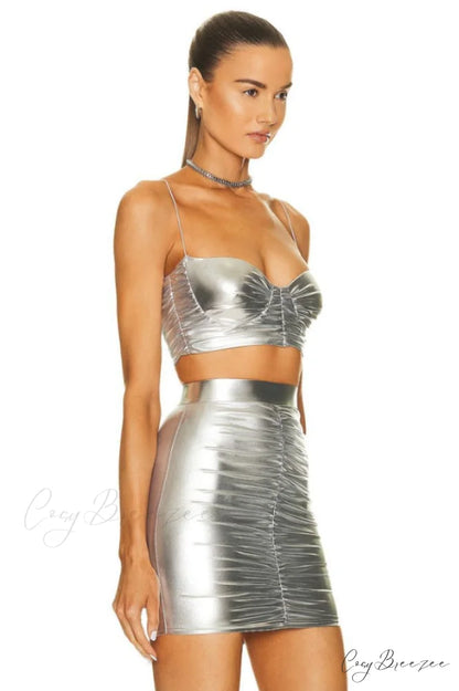 Bauer Ruched Bralette Charming + Riley Skirt Set