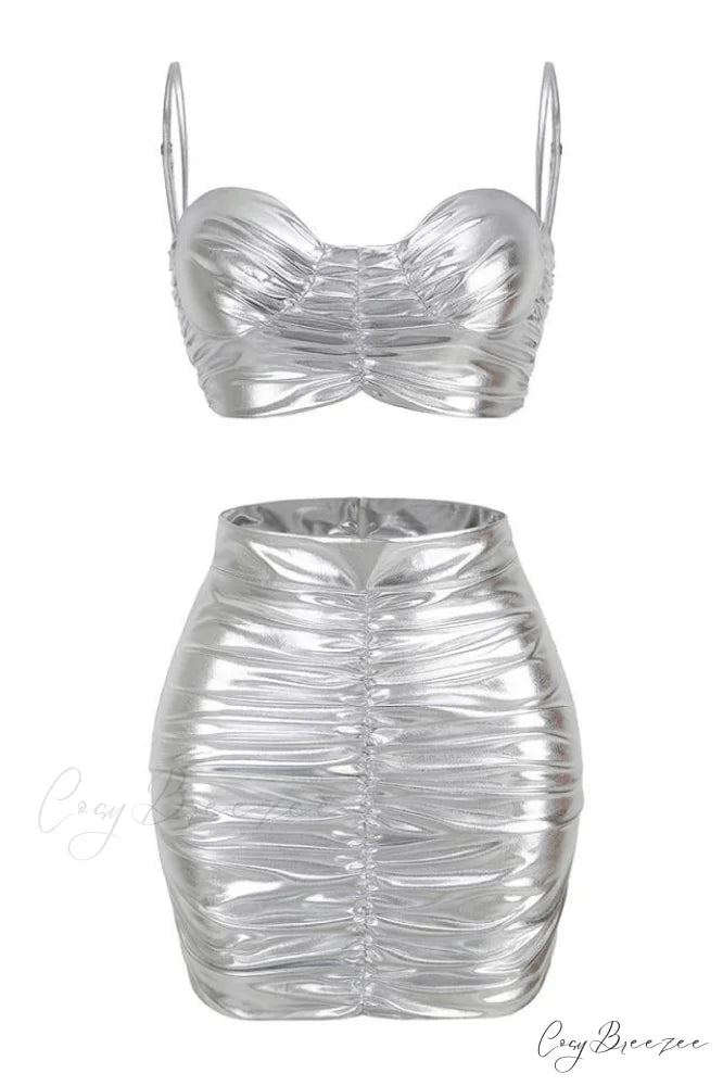 Bauer Ruched Bralette Charming + Riley Skirt Set
