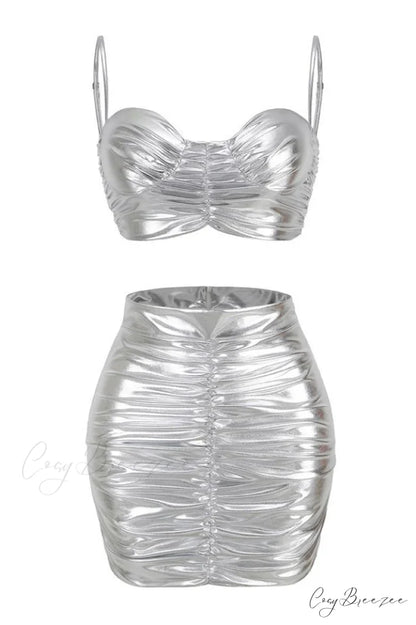 Bauer Ruched Bralette Charming + Riley Skirt Set