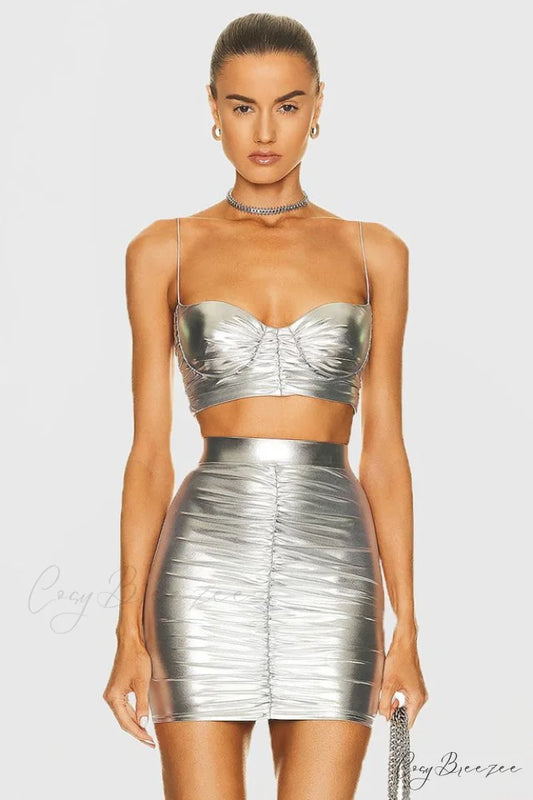 Bauer Ruched Bralette Charming + Riley Skirt Set