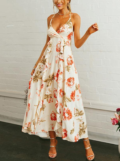 Bohemia Floral Backless Maxi Dress