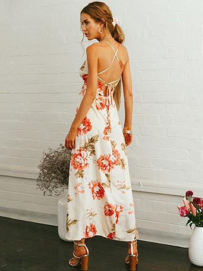 Bohemia Floral Backless Maxi Dress