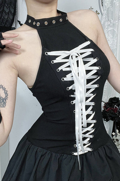 Street Halter Tie Gothic Dress