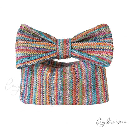 Beach Bow Crescent Shape Straw Clutch Multicolor wristlet-250126