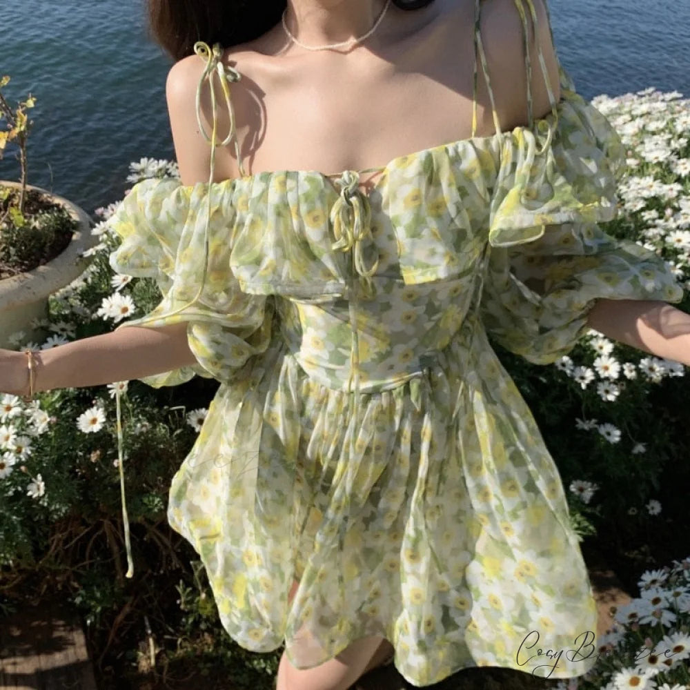beach outfits floral Trendy fairy boho dresses Photo Color / S