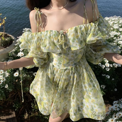 beach outfits floral Trendy fairy boho dresses Photo Color / S