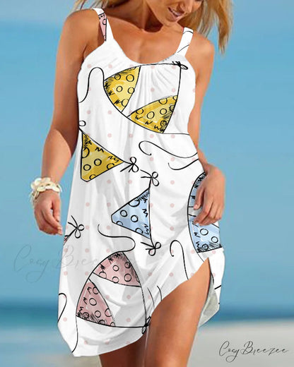 Beach sundress with print Pink / S