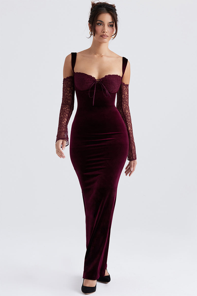 Beautiful Evening Graceful Velvet Maxi Dress