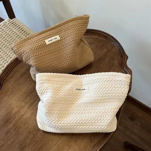 Beige Coffee Makeup Clutch wristlet-250126