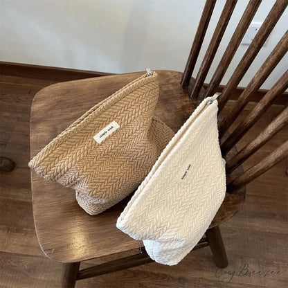 Beige Coffee Makeup Clutch wristlet-250126