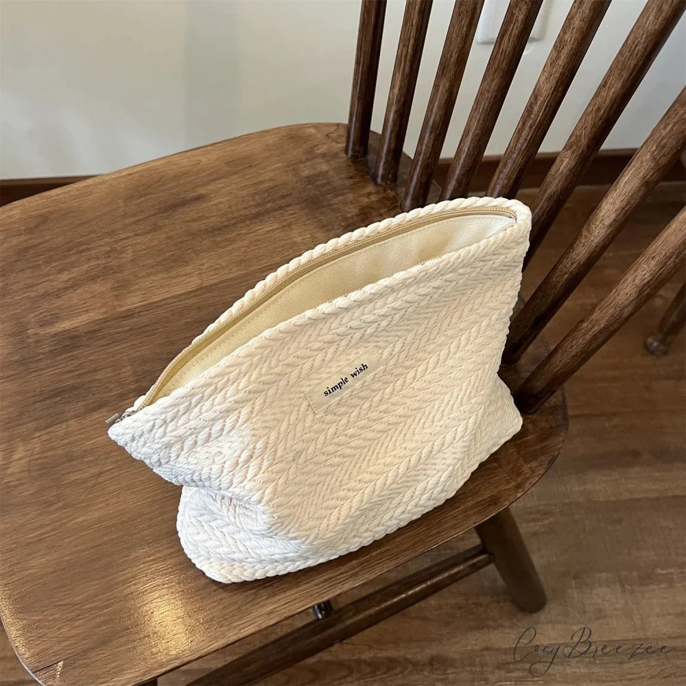 Beige Coffee Makeup Clutch Beige wristlet-250126