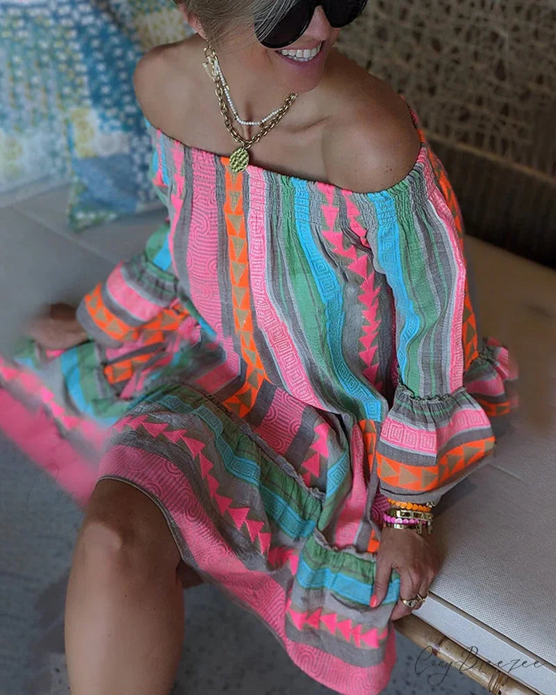 Bell Sleeve Boatneck Dress